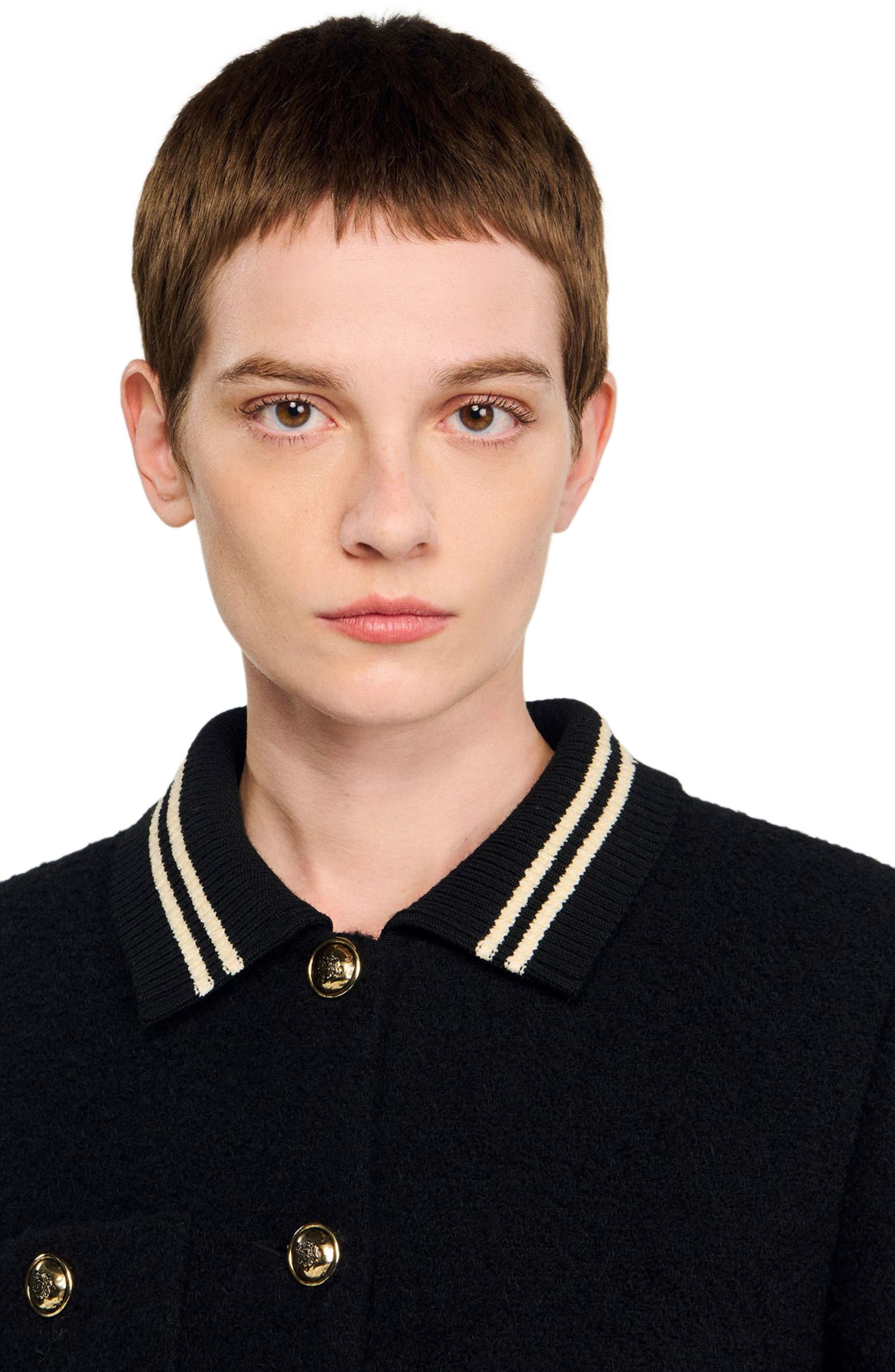 SANDRO Tweed jacket in Black at Nordstrom - 5
