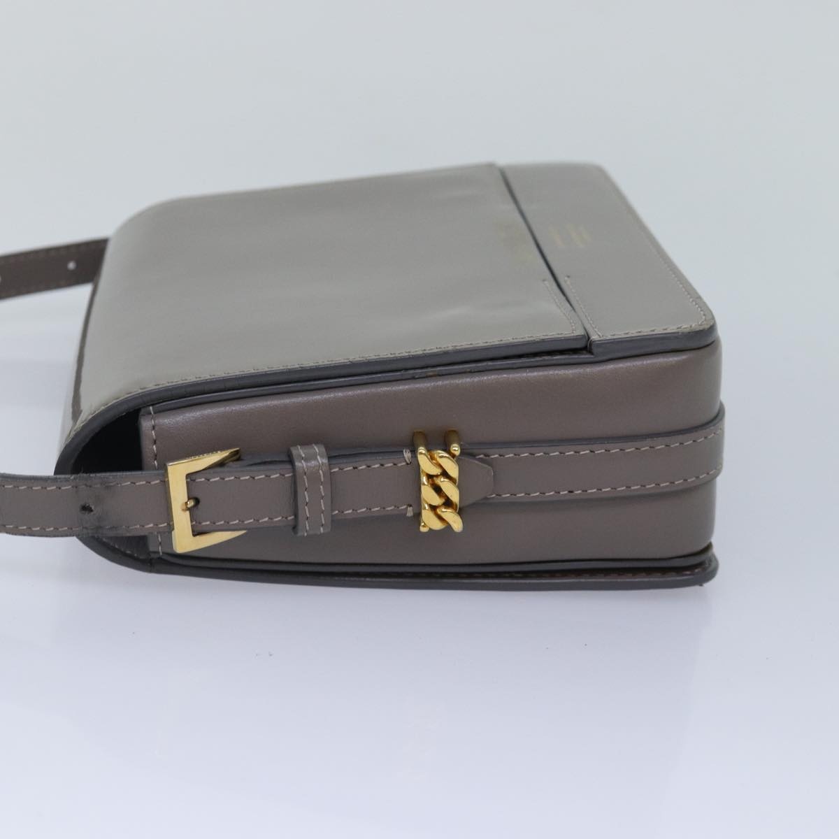 Burberry Shoulder Bag Patent Leather Gray Gold - 4
