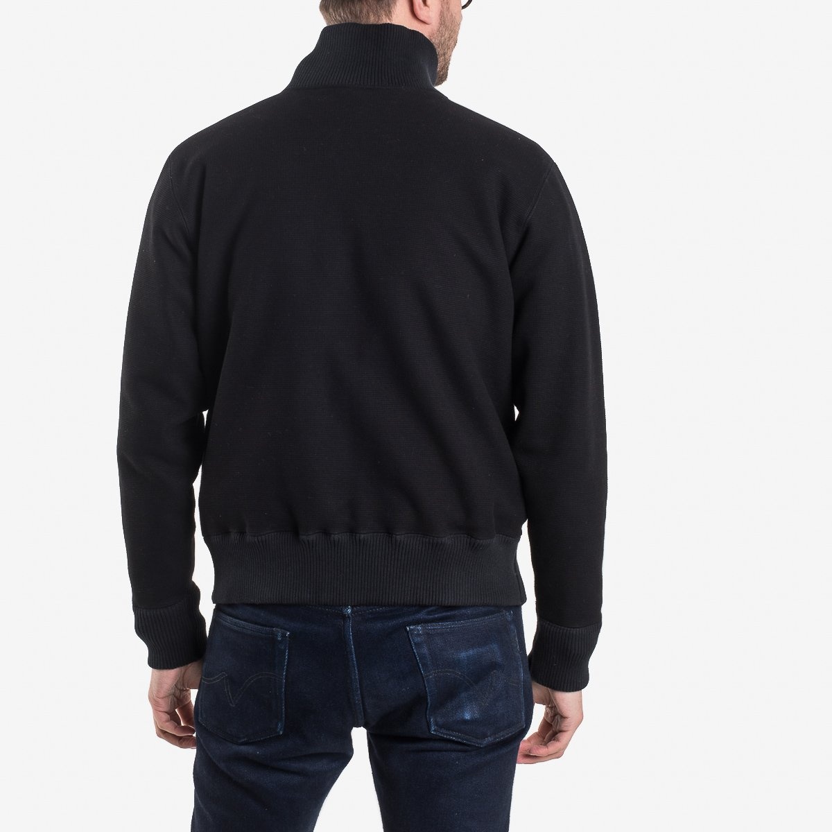 IHSW-45-BLK Windproof Stand Up Collar Sweater - Black - 3