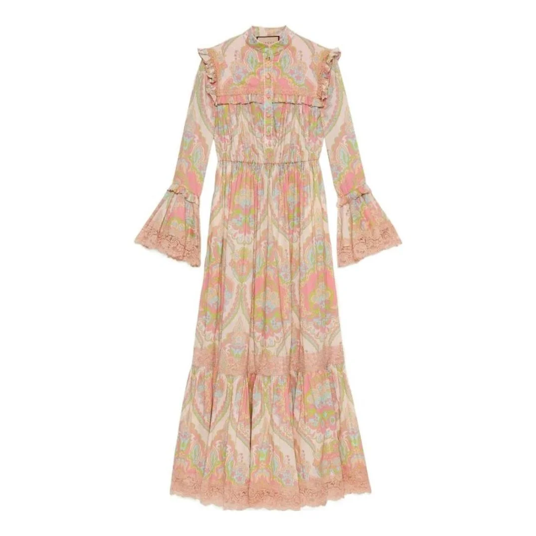 (WMNS) Gucci Floral Print Muslin Dress 'Pale Pink' 704251-ZAJAB-5713 - 1