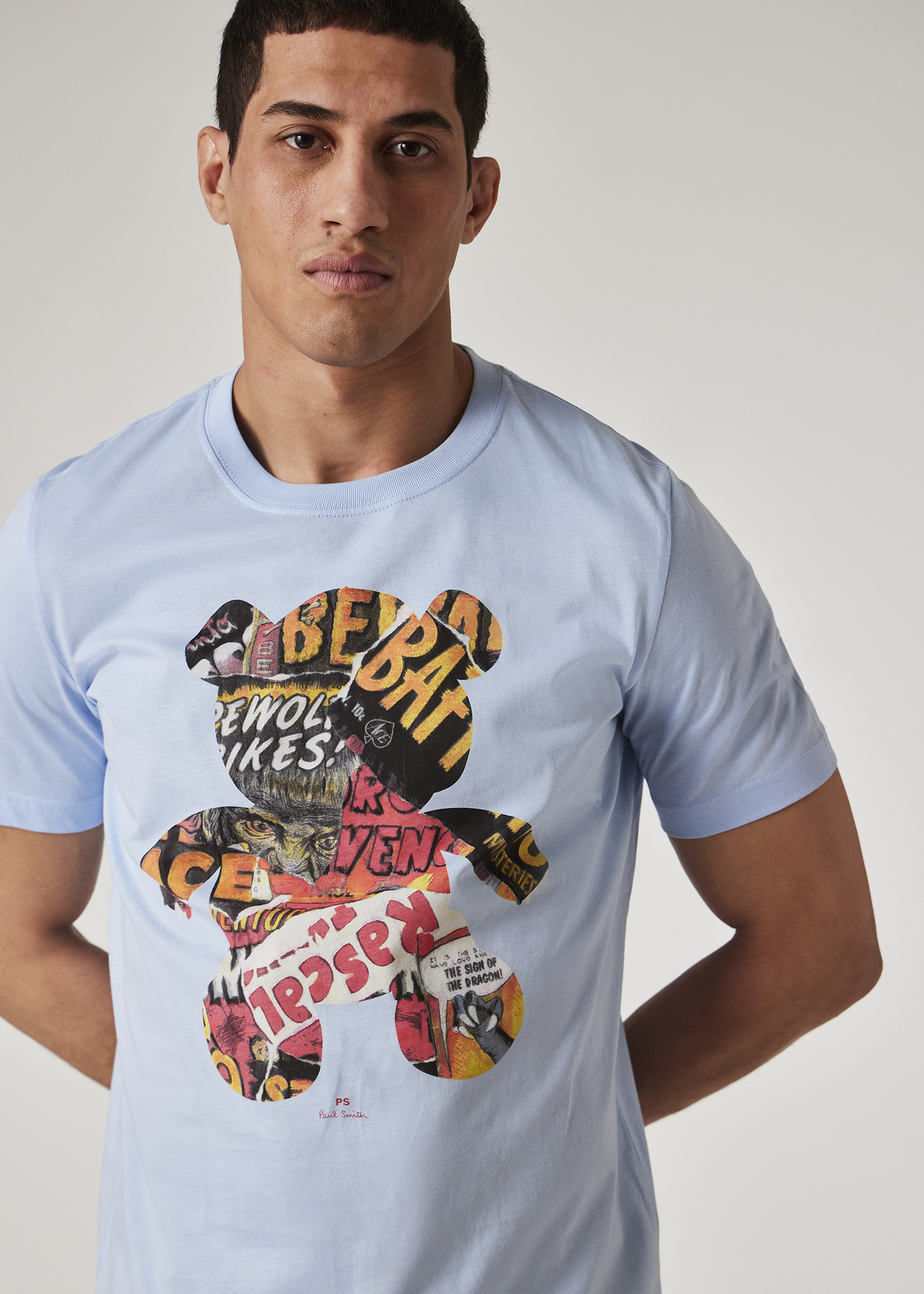 Light Blue 'Bear Collage' Print T-Shirt - 3