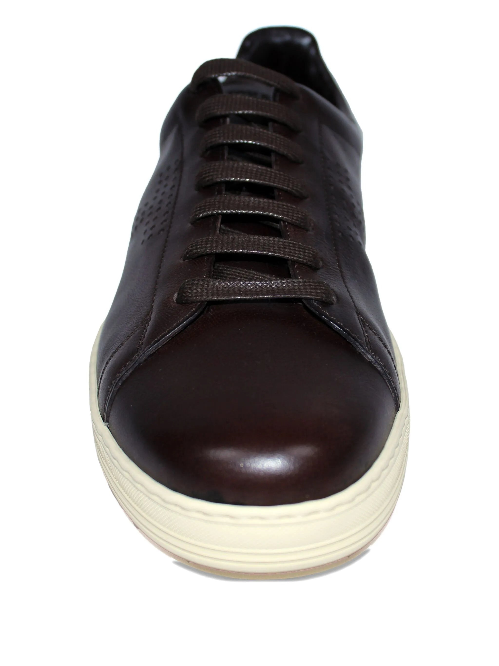 PERFORATED-DETAIL LEATHER SNEAKERS - 4