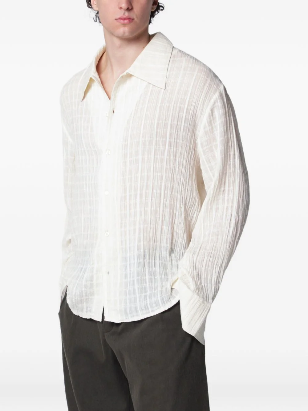 check-textured shirt - 1