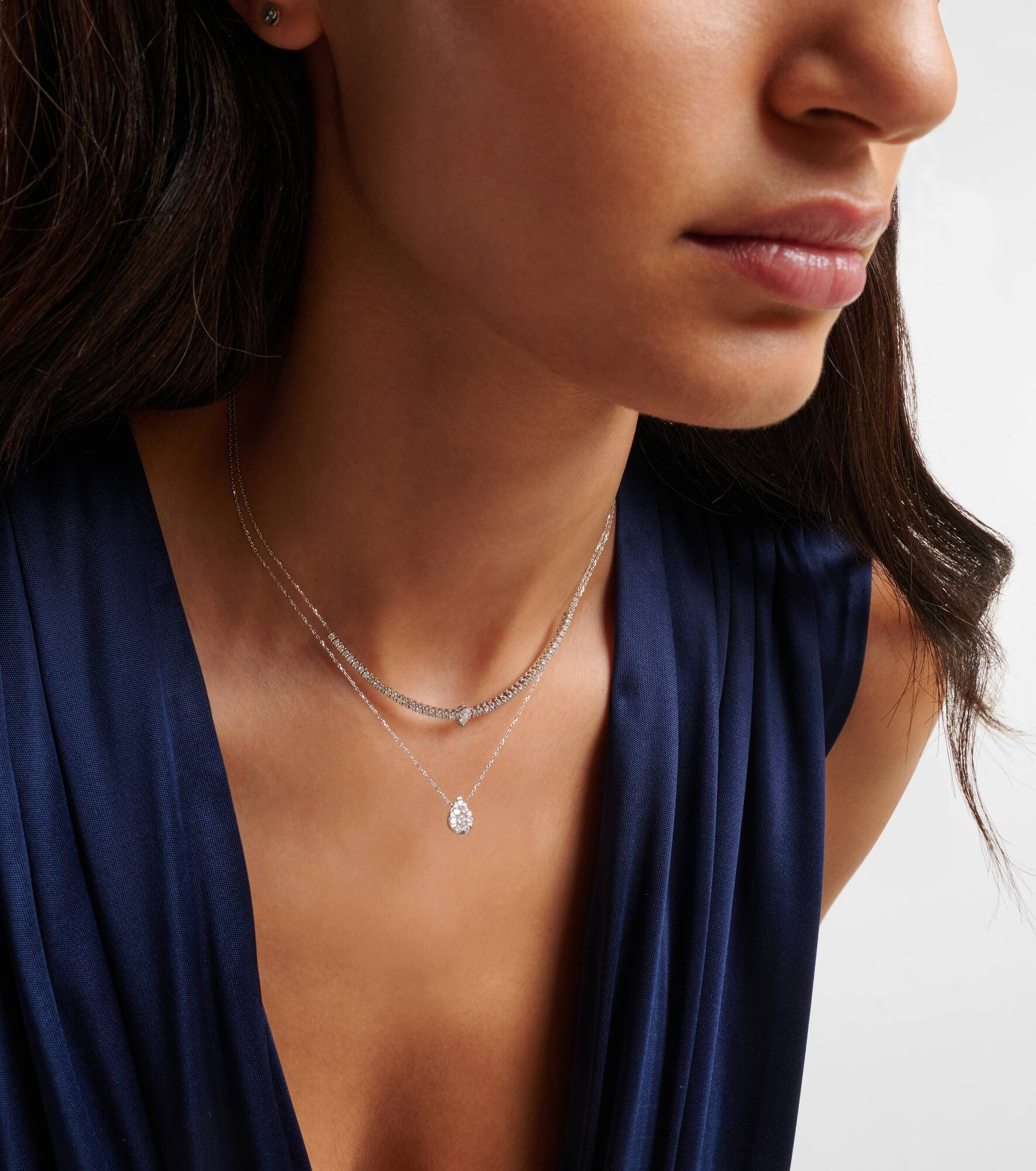 Floating 18kt white gold necklace with diamonds - 3