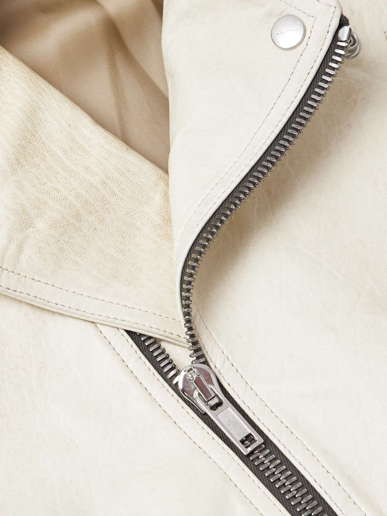 Belted Cropped Leather Jacket - 4