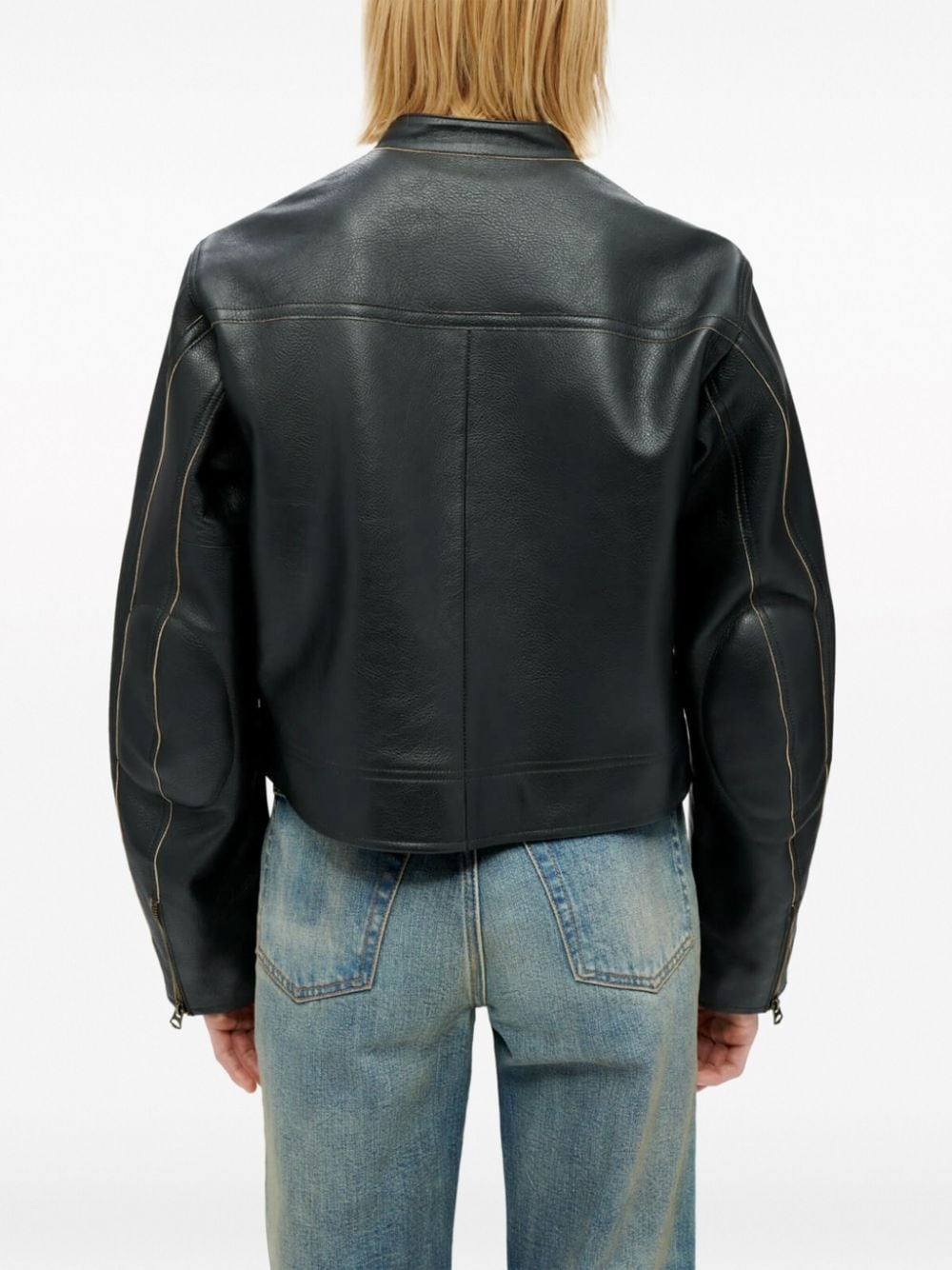 Racer zip-up leather jacket - 3