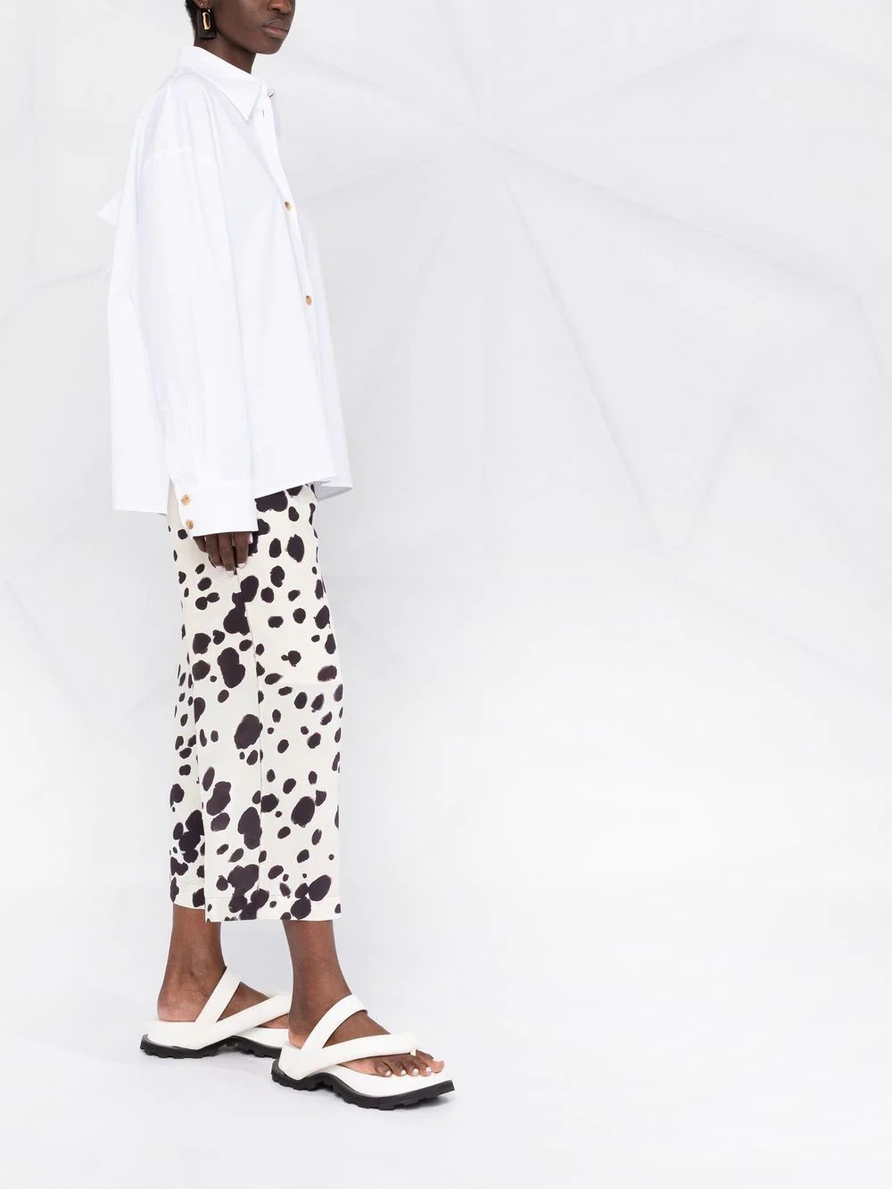 cow-print cropped trousers - 4