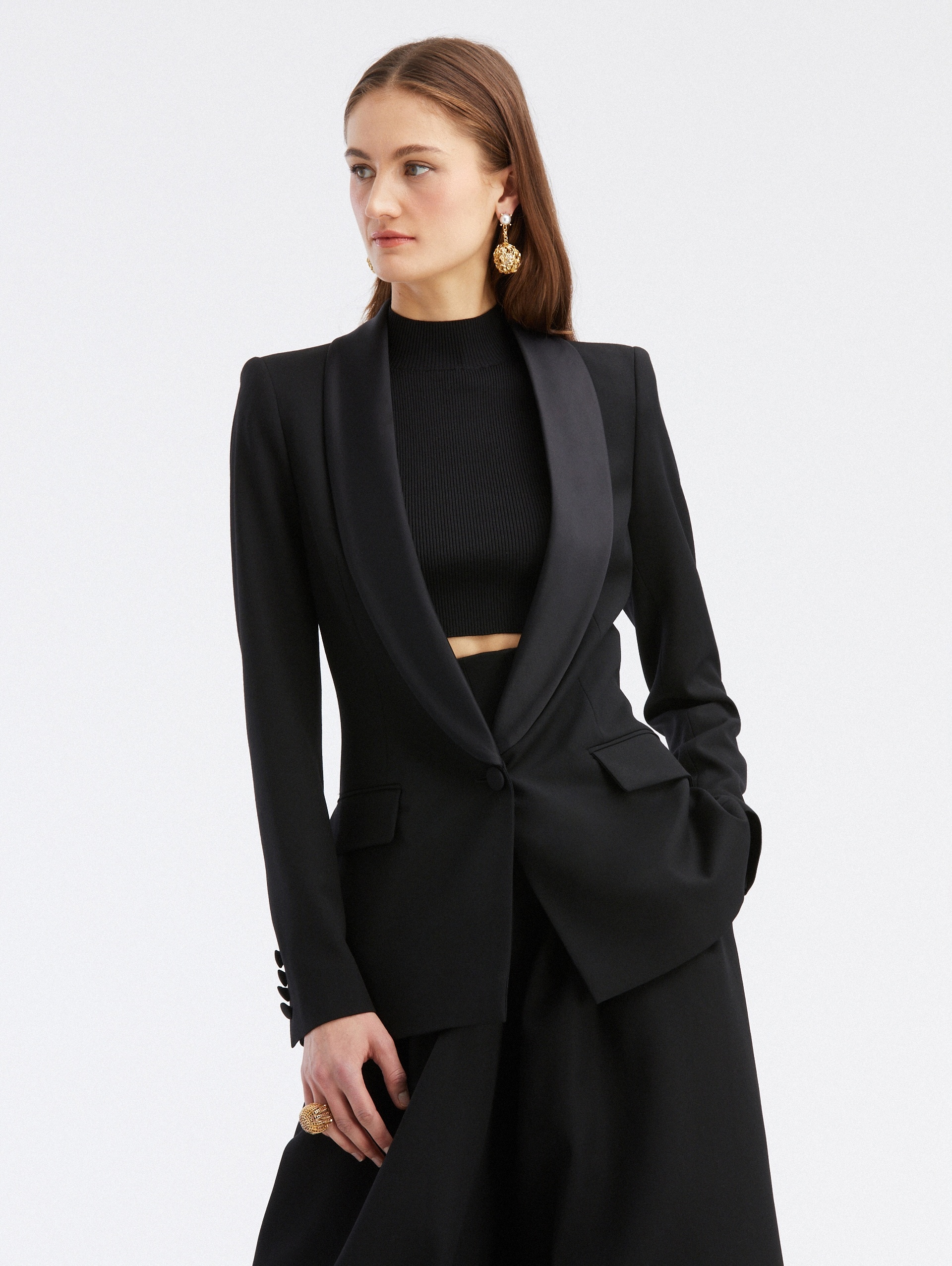 LONG SLEEVE TUXEDO JACKET - 1