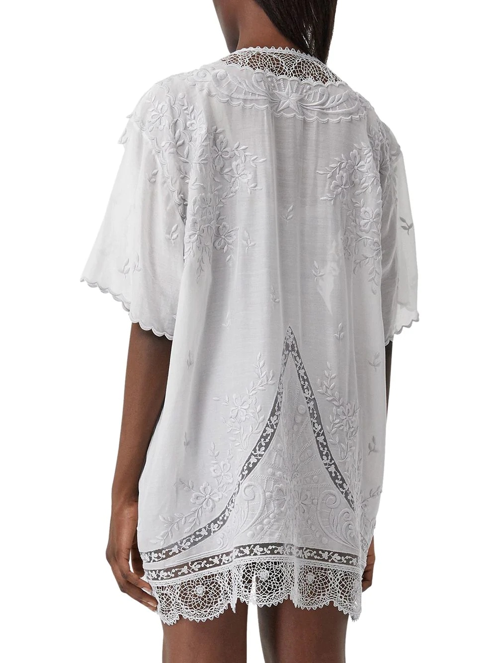 laced swan print T-shirt dress - 4