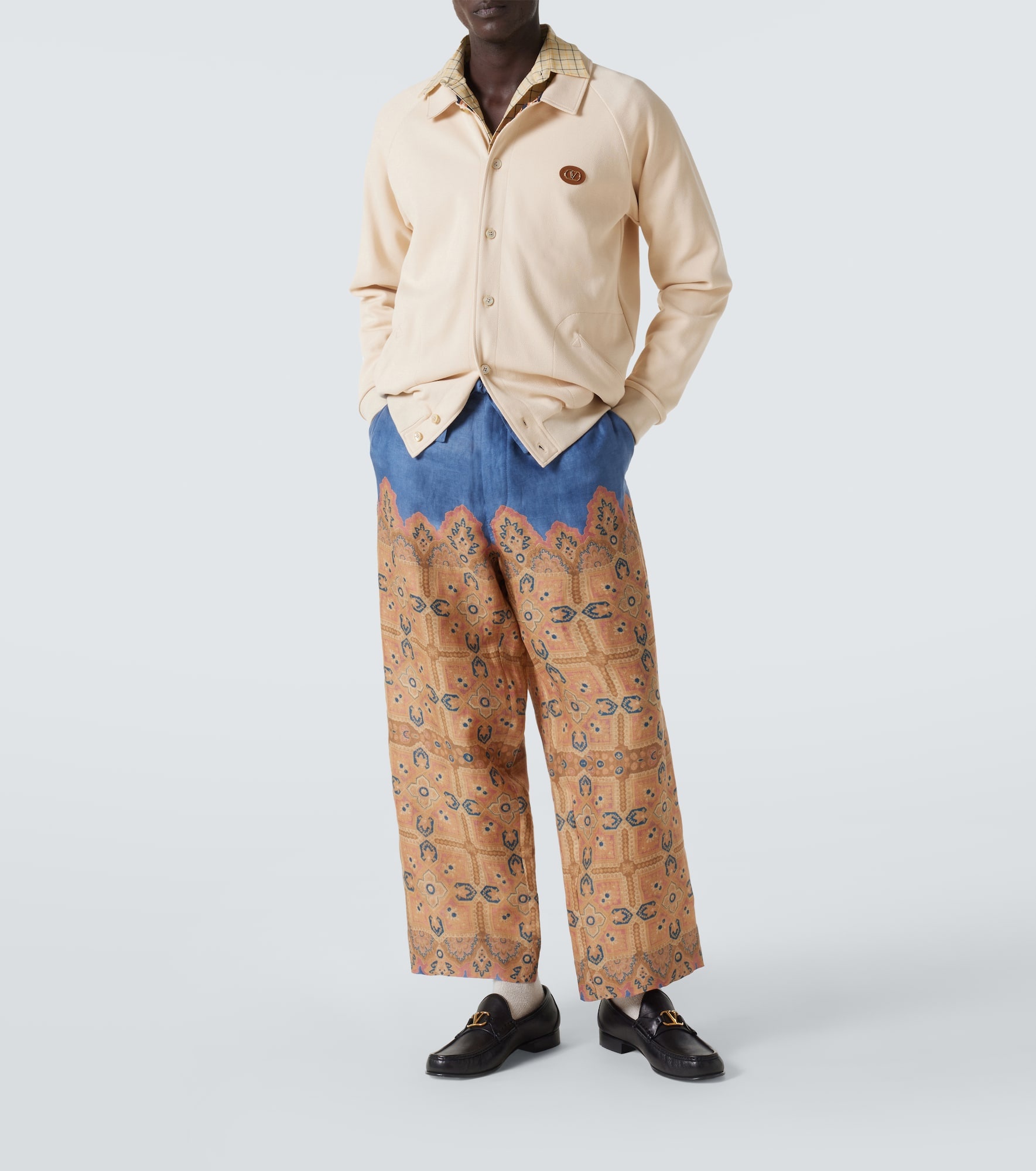 Printed linen wide-leg pants - 2