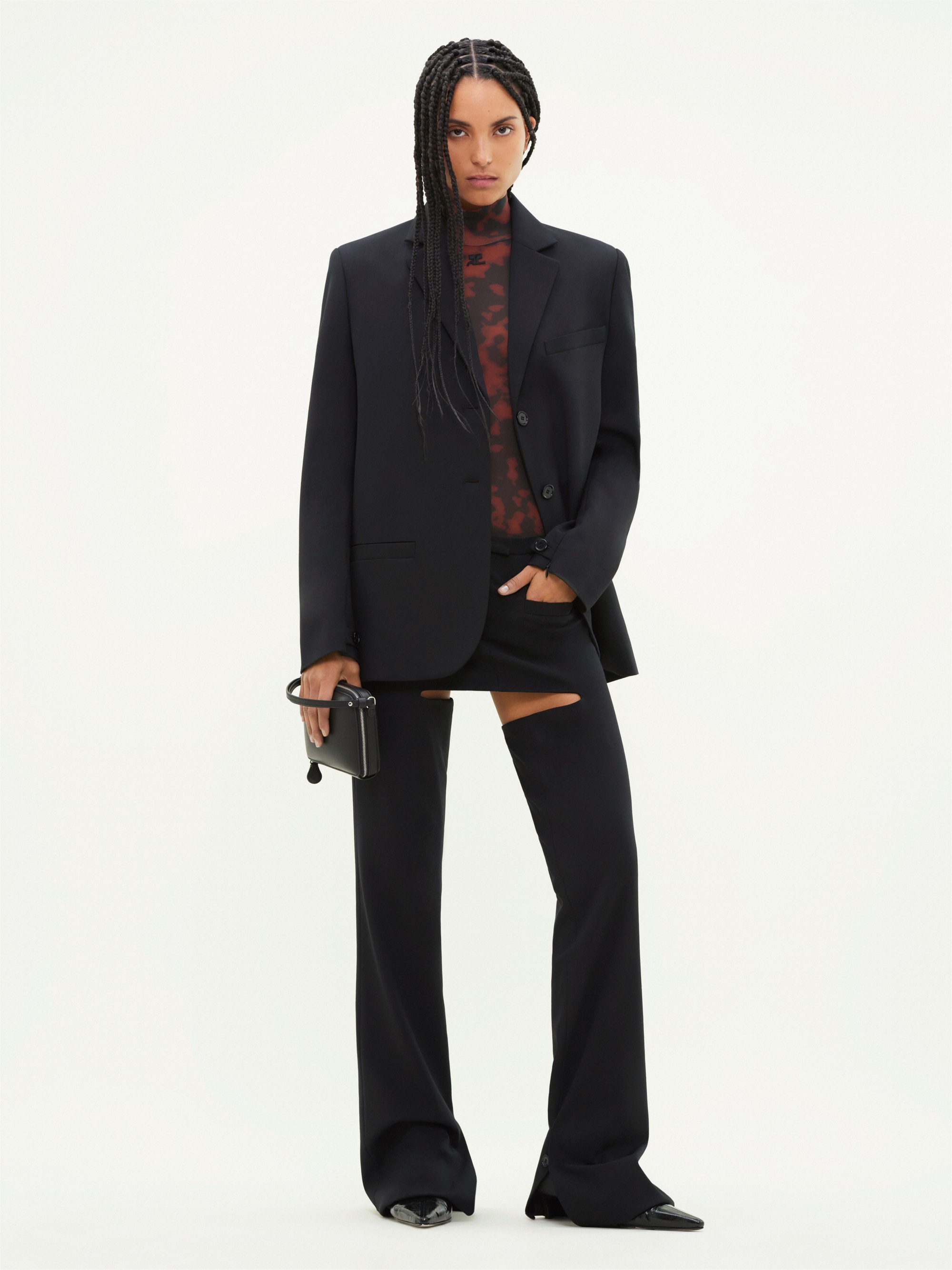 ZIPPED SLEEVES WOOL TAILORED JACKET - 3