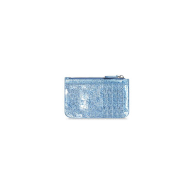 BALENCIAGA Women's Cash Large Long Coin And Card Holder Denim Printed  in Blue outlook