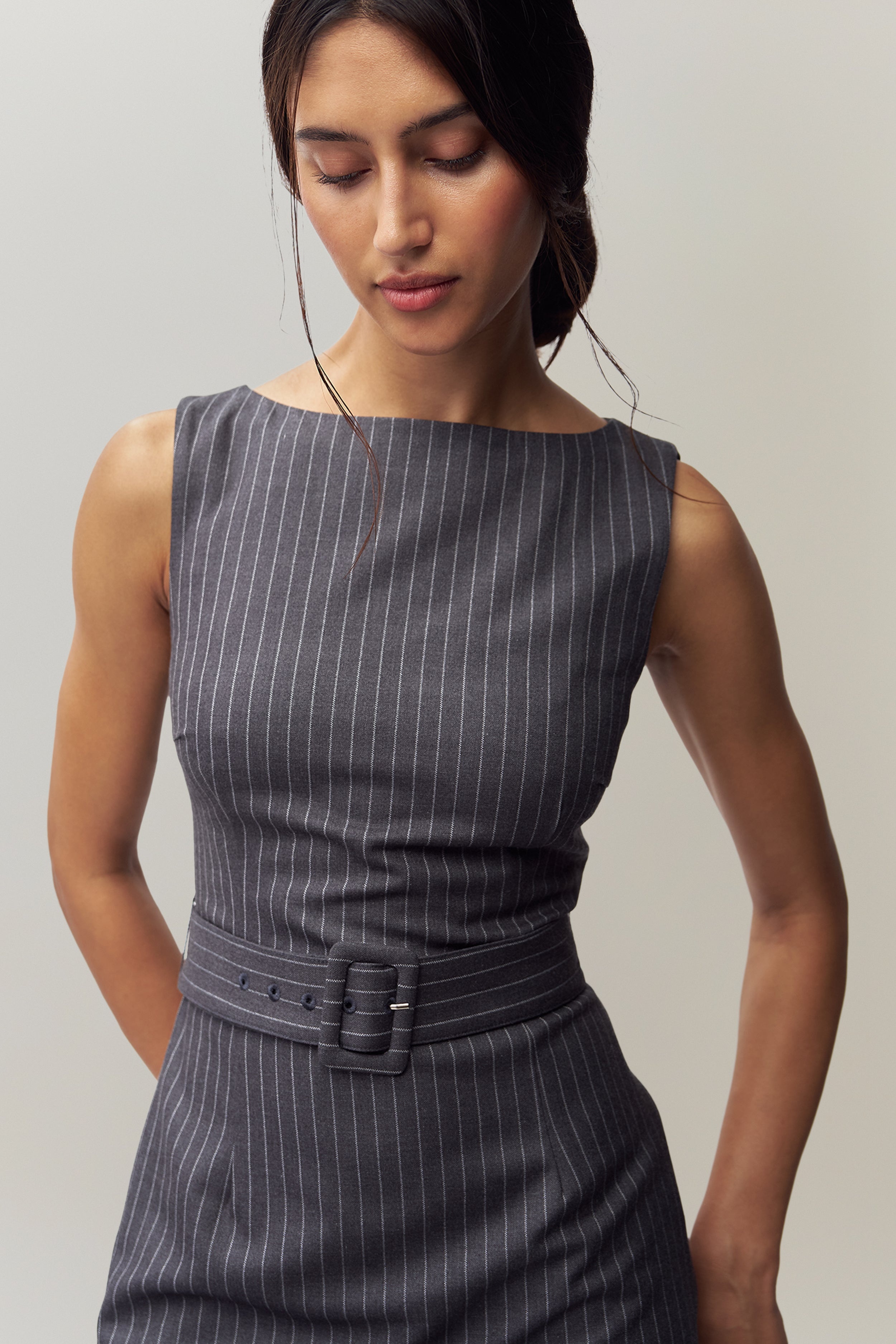 VIA PINSTRIPE DRESS - 4