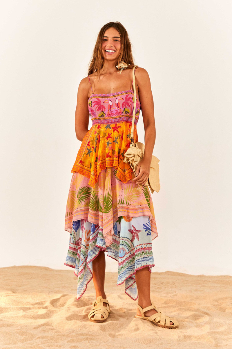Mixed Scarves Layered Midi Dress 4