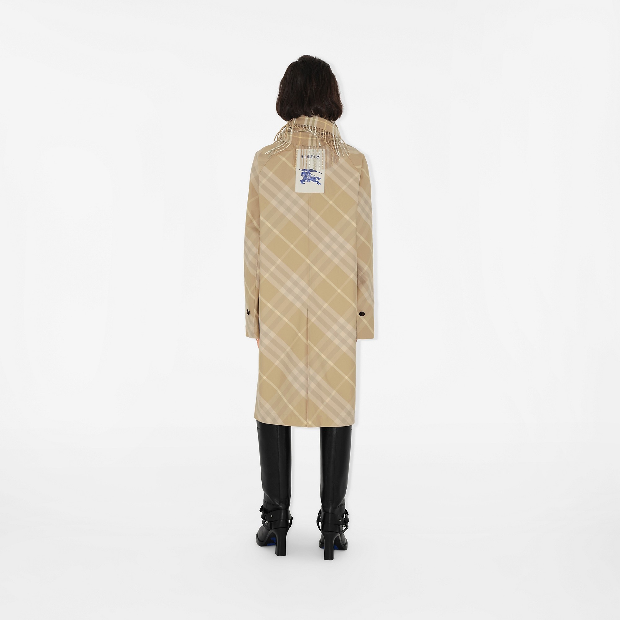 Mid-length Reversible Check Gabardine Car Coat - 4