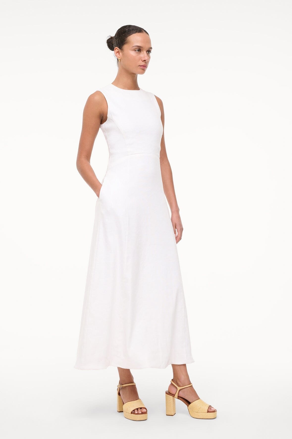 STAUD MARTINE LINEN DRESS WHITE - 3