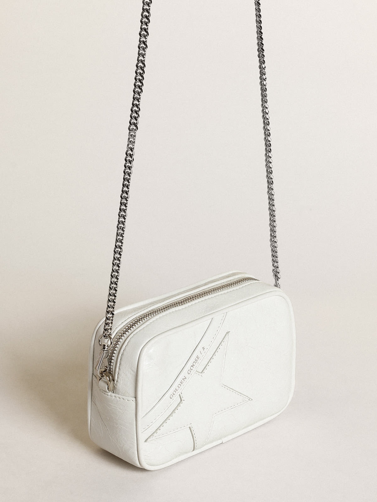 Mini Star Bag in glossy white leather with tone-on-tone star - 2