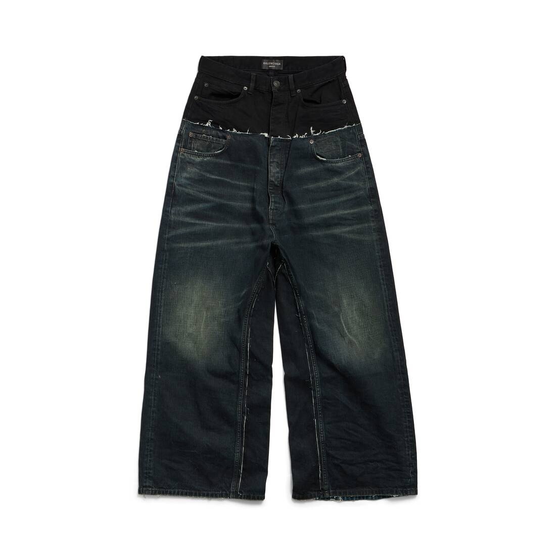 Cut-up Baggy Pants in Black - 1