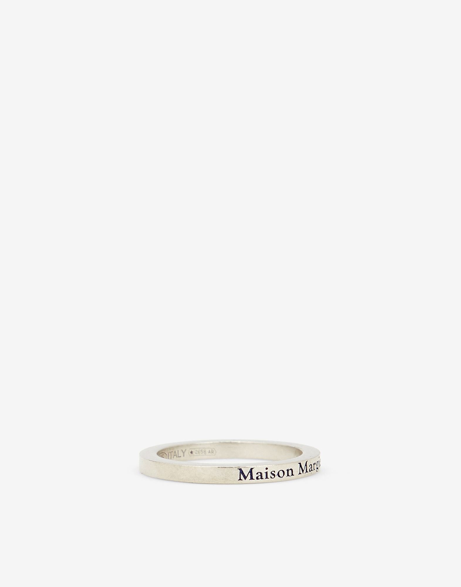 Logo engraved slim silver ring - 2