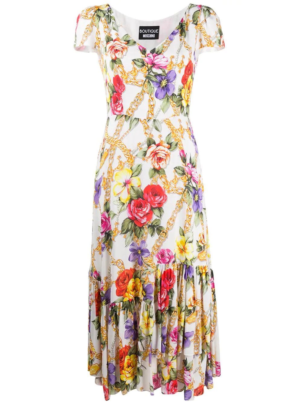 baroque floral print midi dress - 1