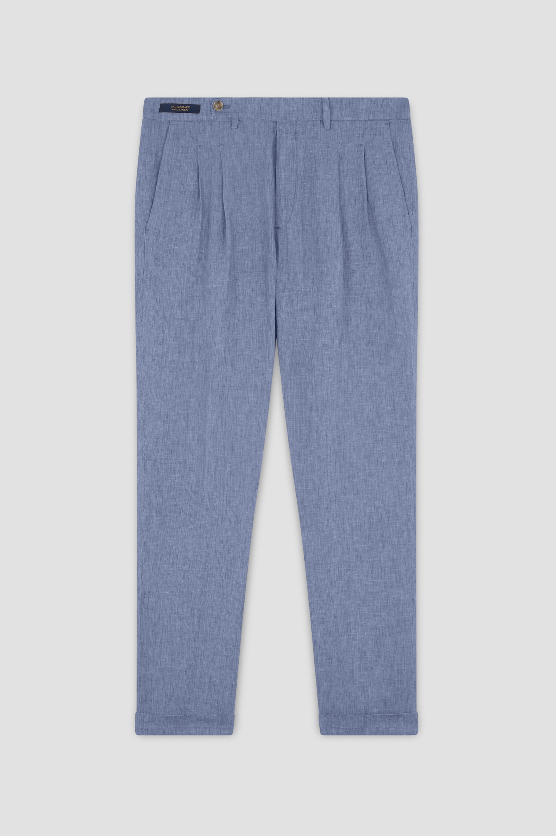 LINEN CHINO PANTS WITH PLEATS - 1