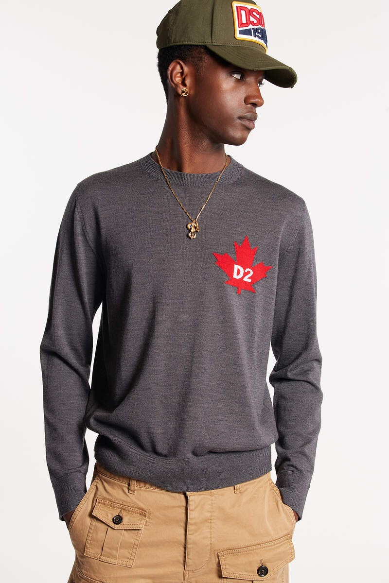 D2 LEAF CREWNECK KNIT 1