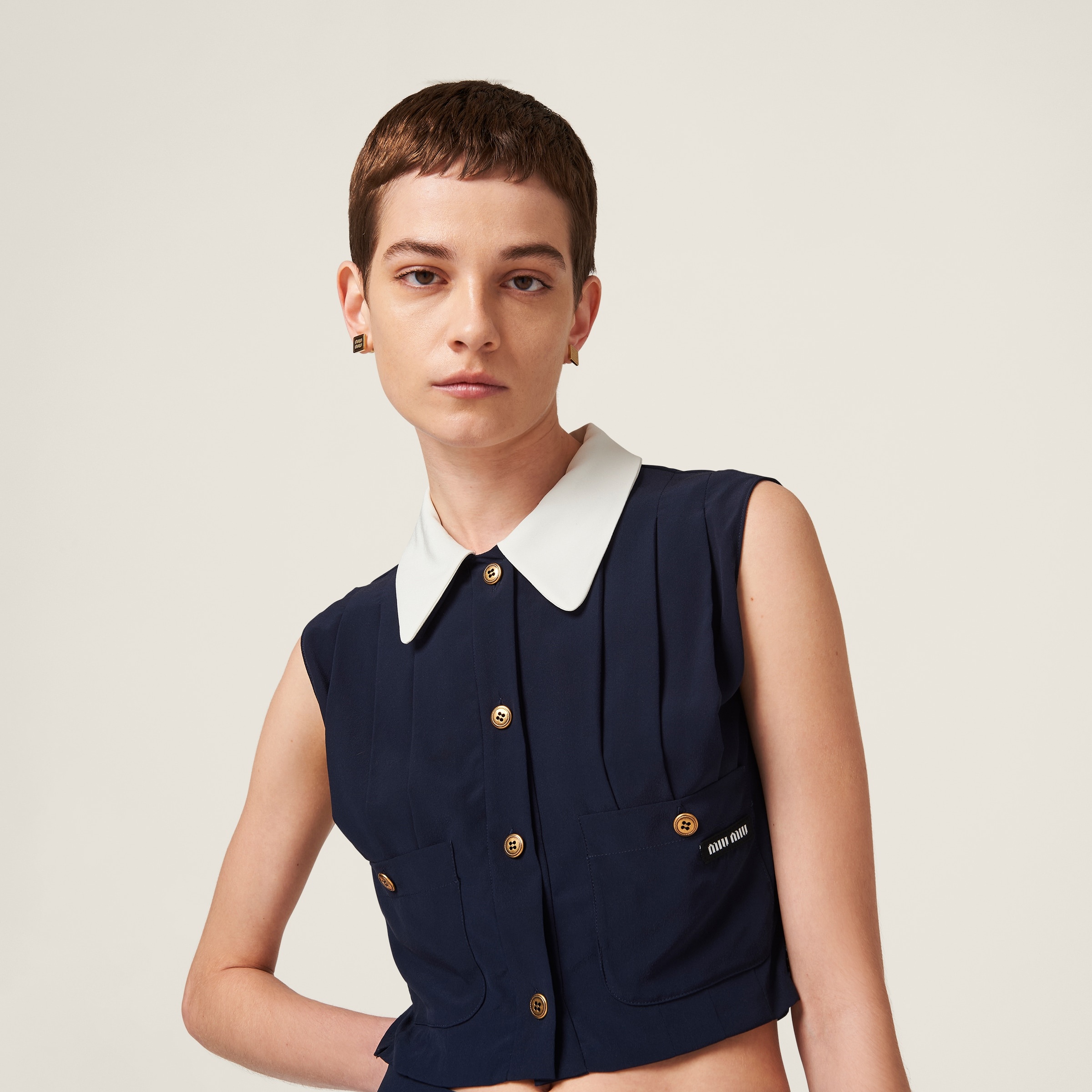Pleated marocain top - 5