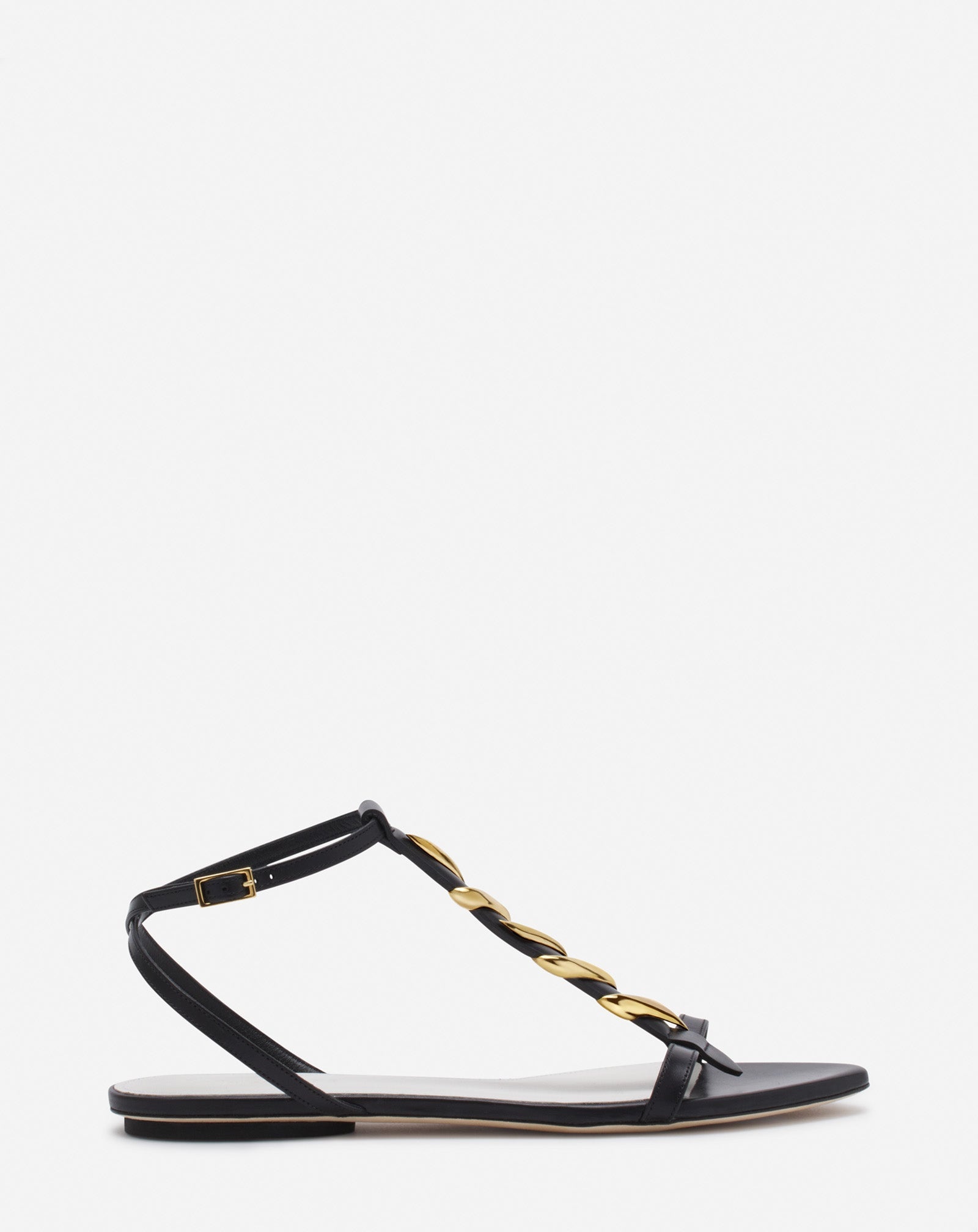 MELODIE RIBBON FLAT LEATHER SANDALS - 1