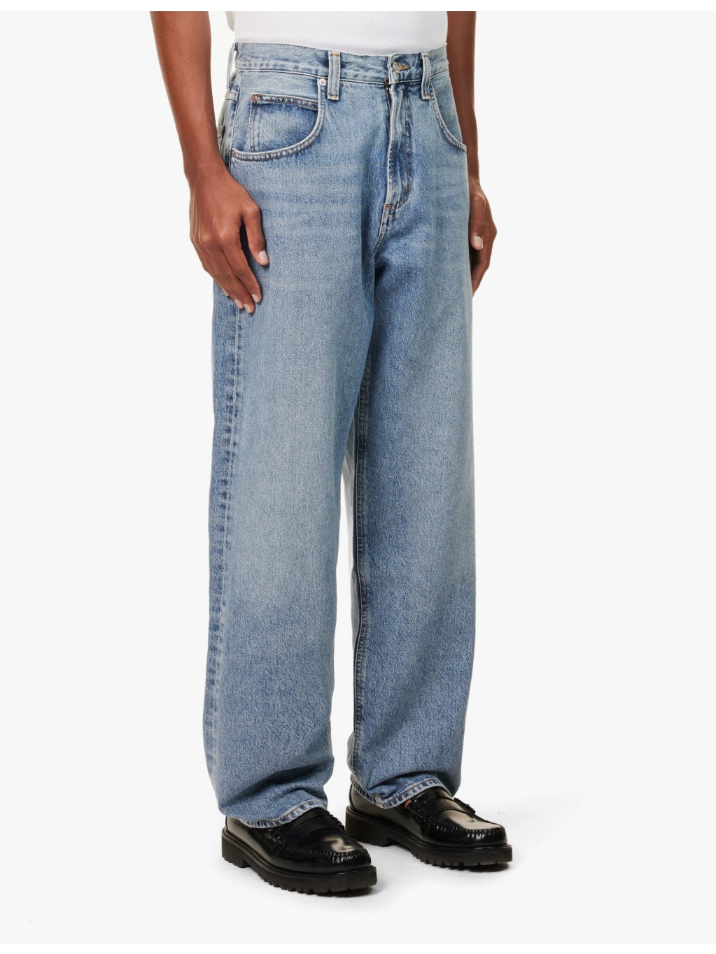 Fusion faded-wash tapered-leg recycled-denim jeans - 3
