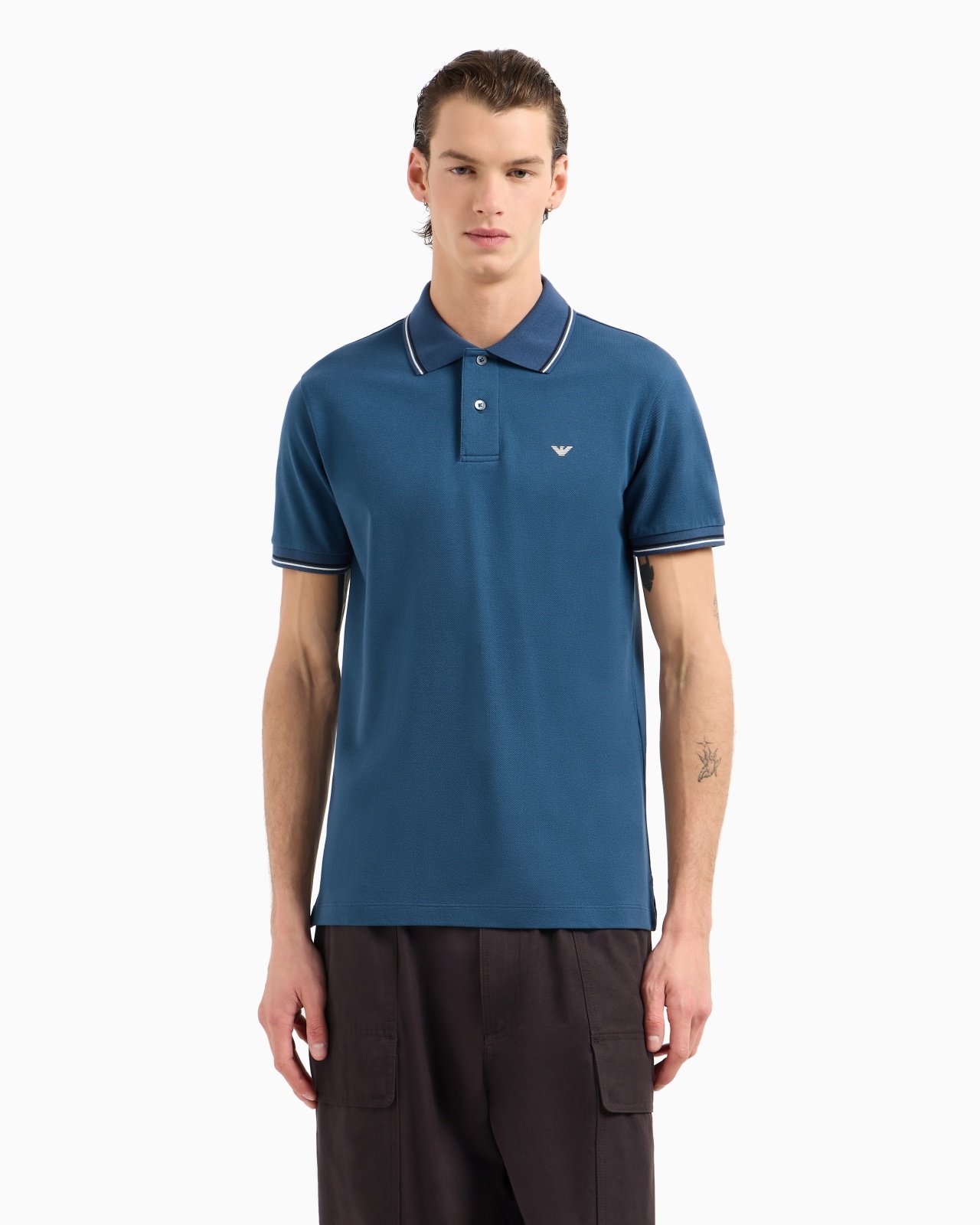 SLIM-FIT STRETCH PIQUÉ POLO SHIRT WITH MICRO EAGLE - 2
