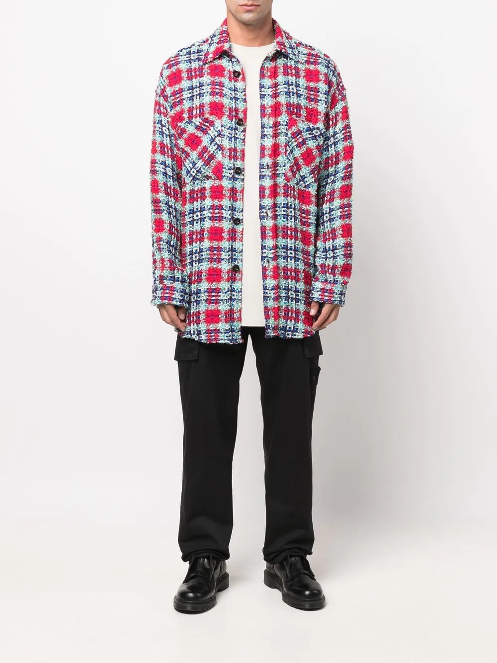 checked long-sleeved shirt - 2