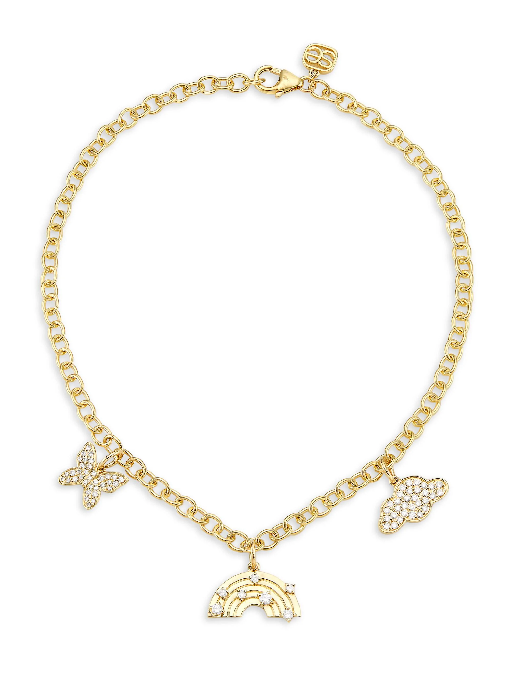 Women's 14K Yellow Gold & 0.34 TCW Diamond Charm Anklet - Gold - 1