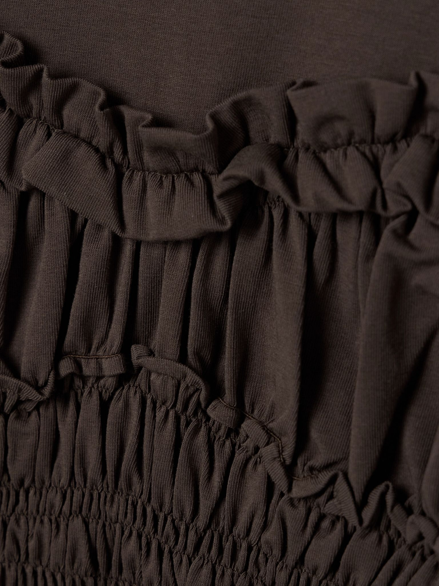 Vilde ruffled shirred cotton-jersey T-shirt Brown - 5