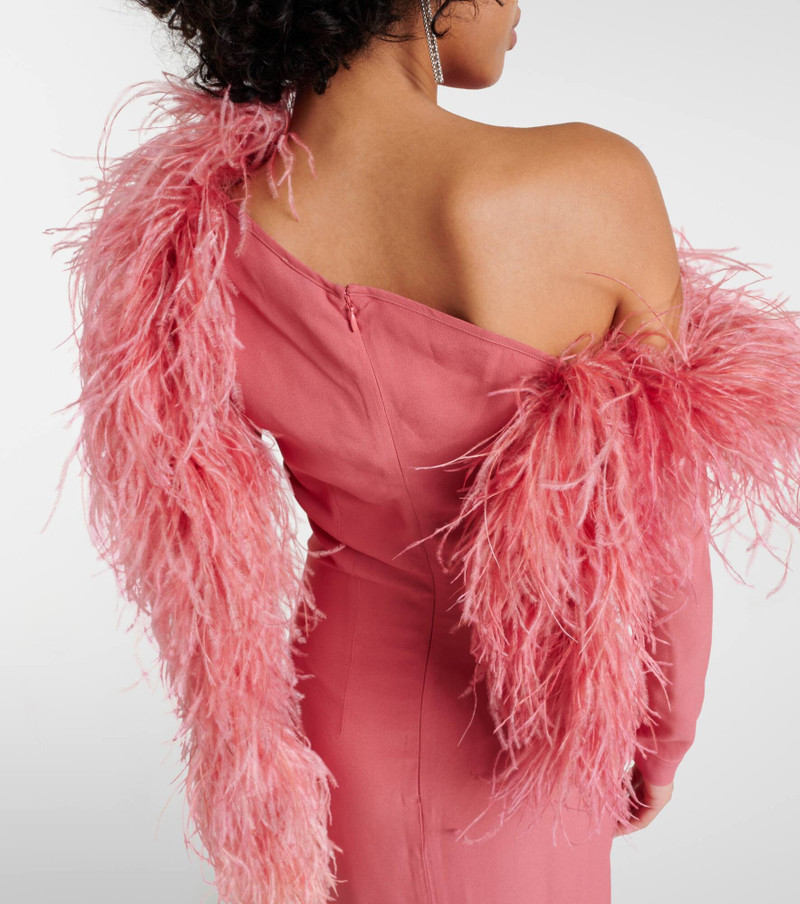 Garbo feather-trim maxi dress 6