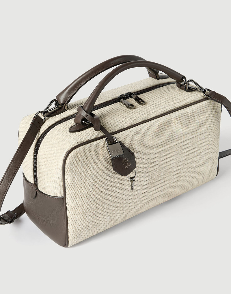 Explorer Boston bag in techno raffia and leather 3