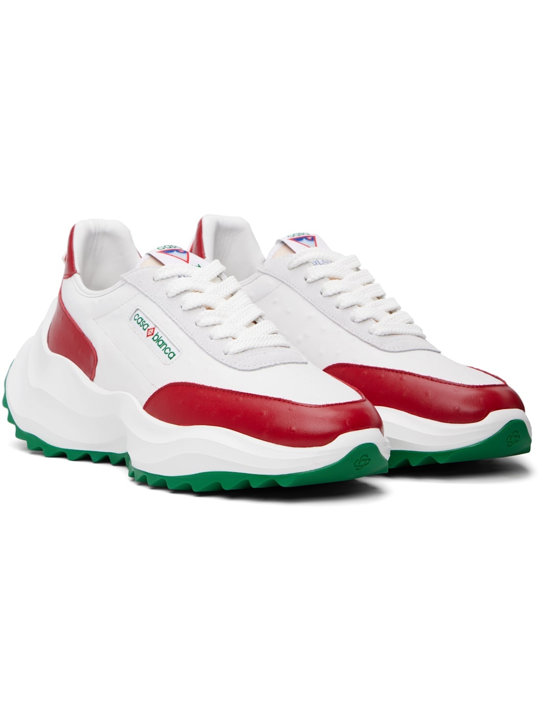White & Red Atlantis Ostrich Sneakers - 4