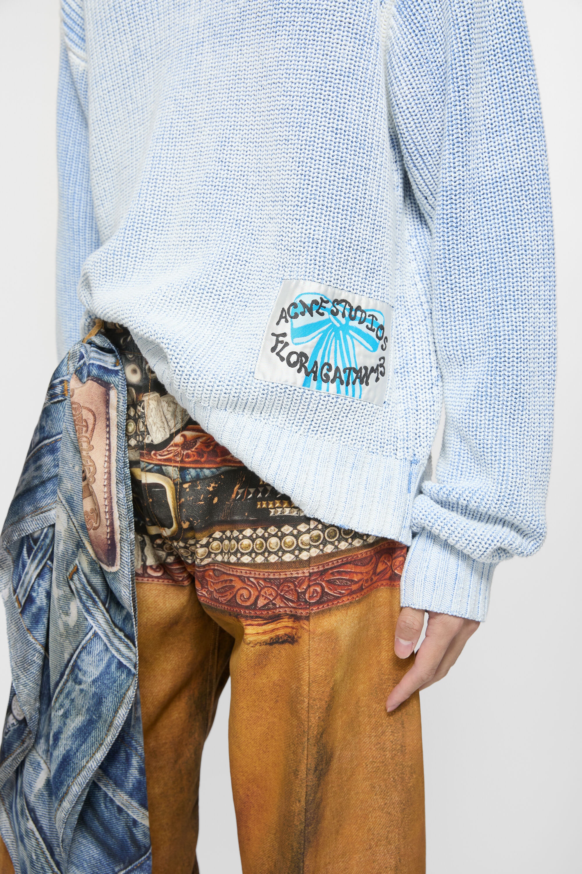 Crew neck jumper - Denim blue/White - 4