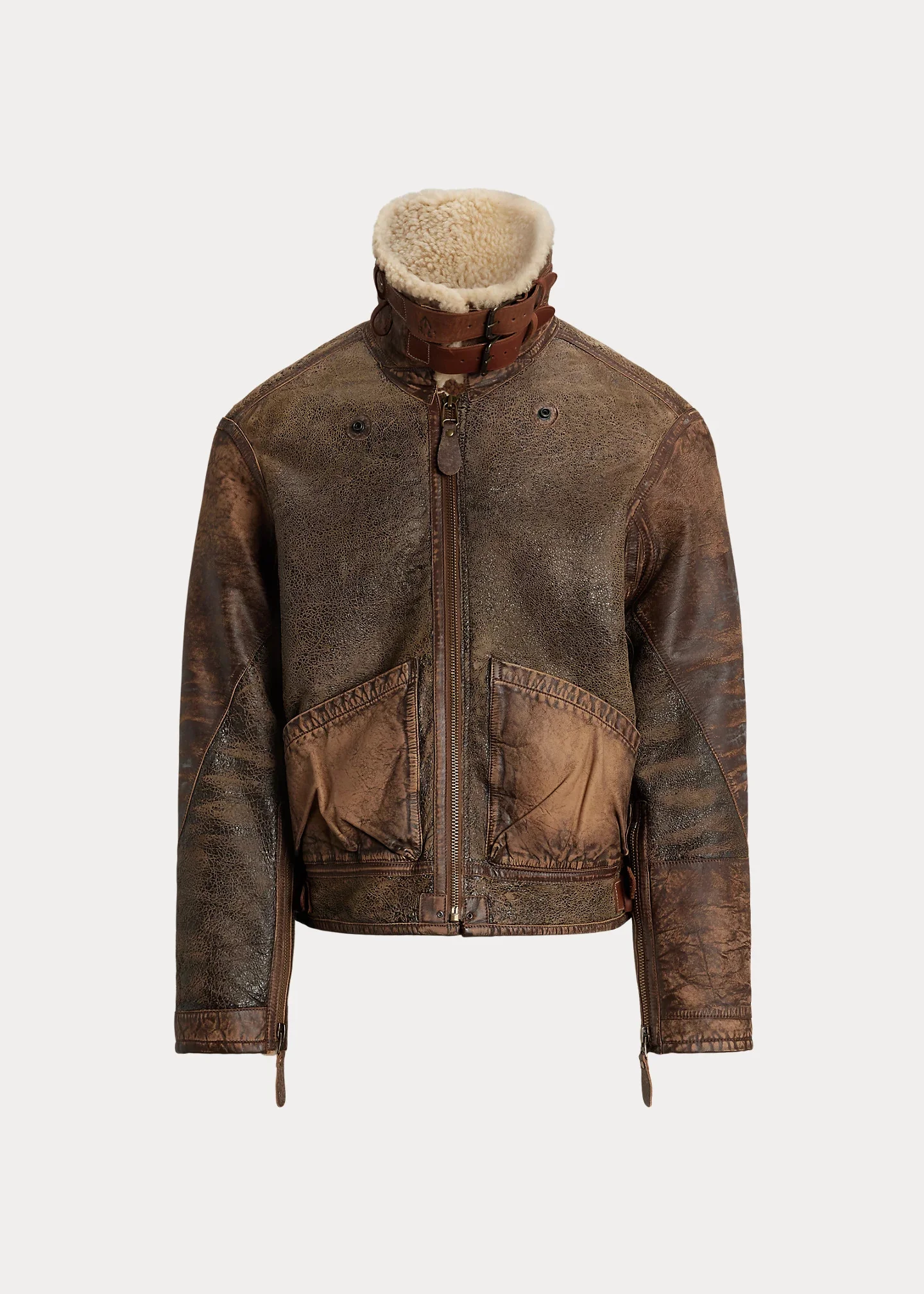 Leather-Trim Shearling Flight Jacket - 1