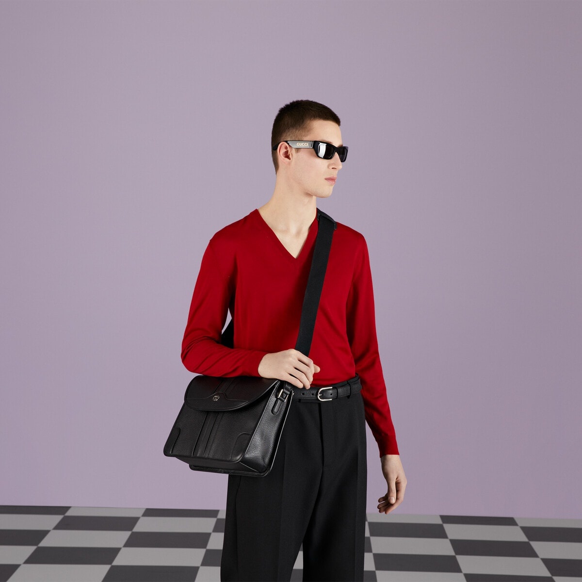 Crossbody messenger bag with Interlocking G - 3