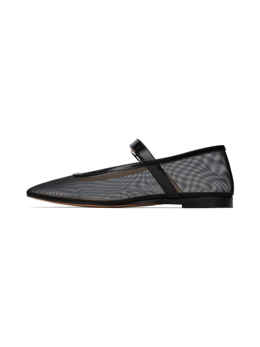 Black Mesh Mary Jane Ballerina Flats - 3