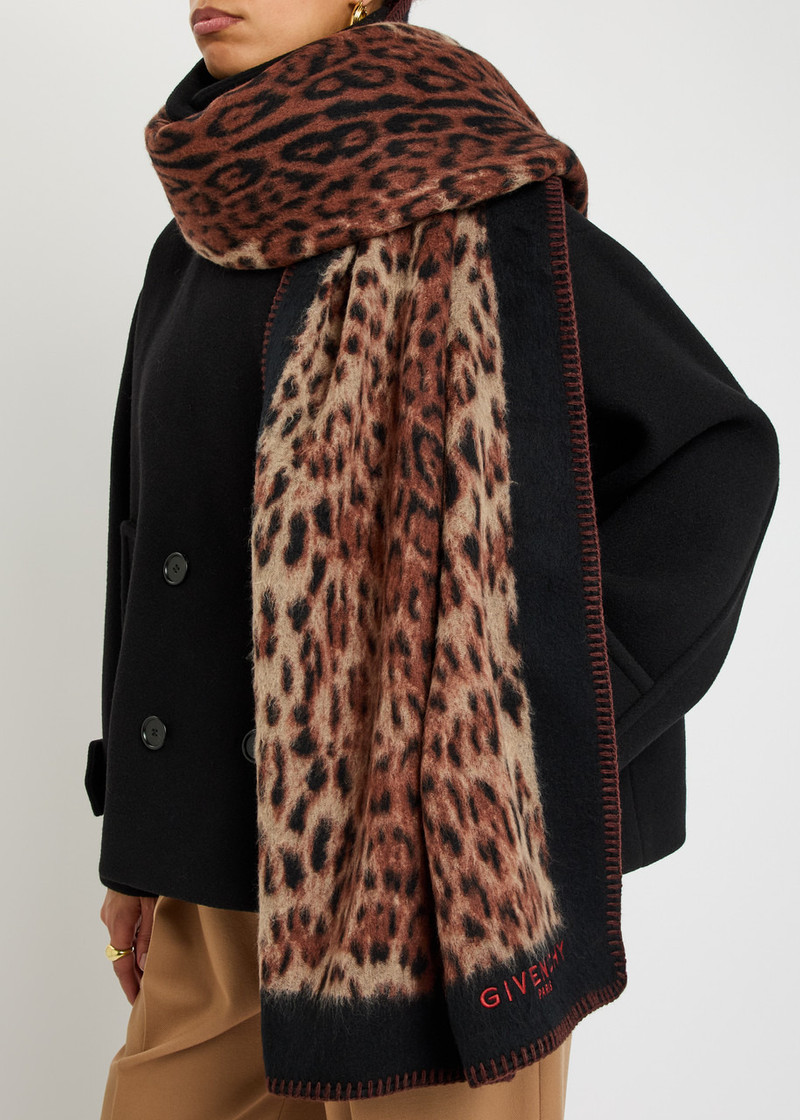 Givenchy Givenchy Leopard-print Brushed Wool Scarf outlook