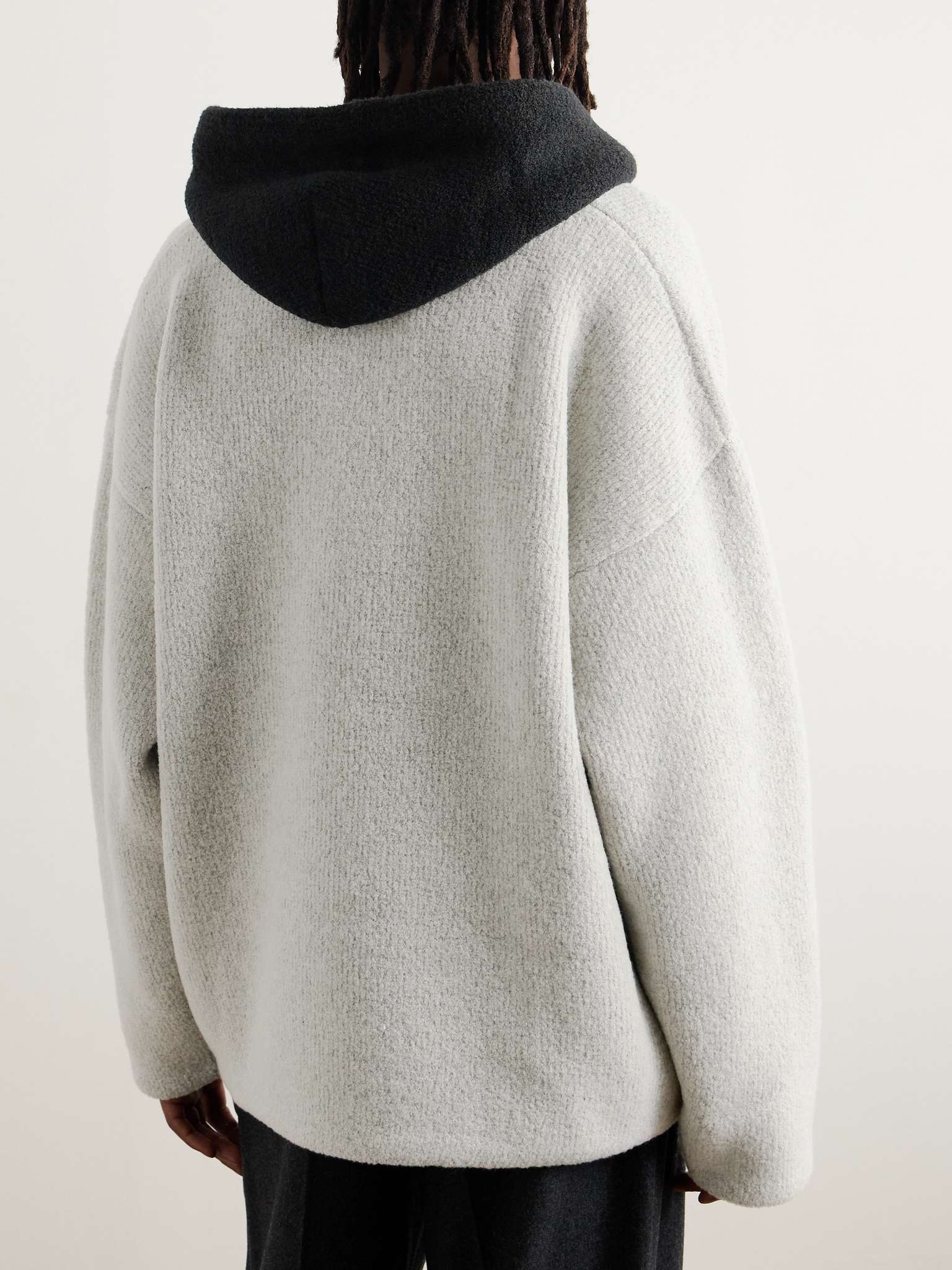 Oversized Colour-Block Wool-Blend Bouclé Hoodie - 3