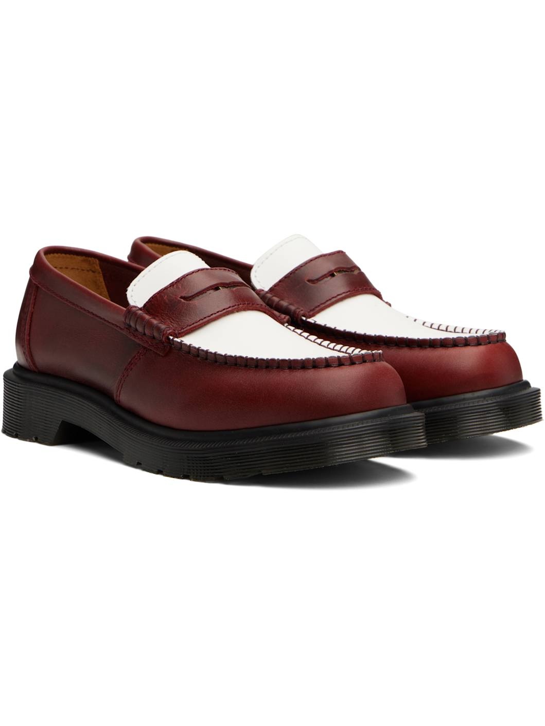 Burgundy & White Penton Two-Tone Leather Loafers - 4