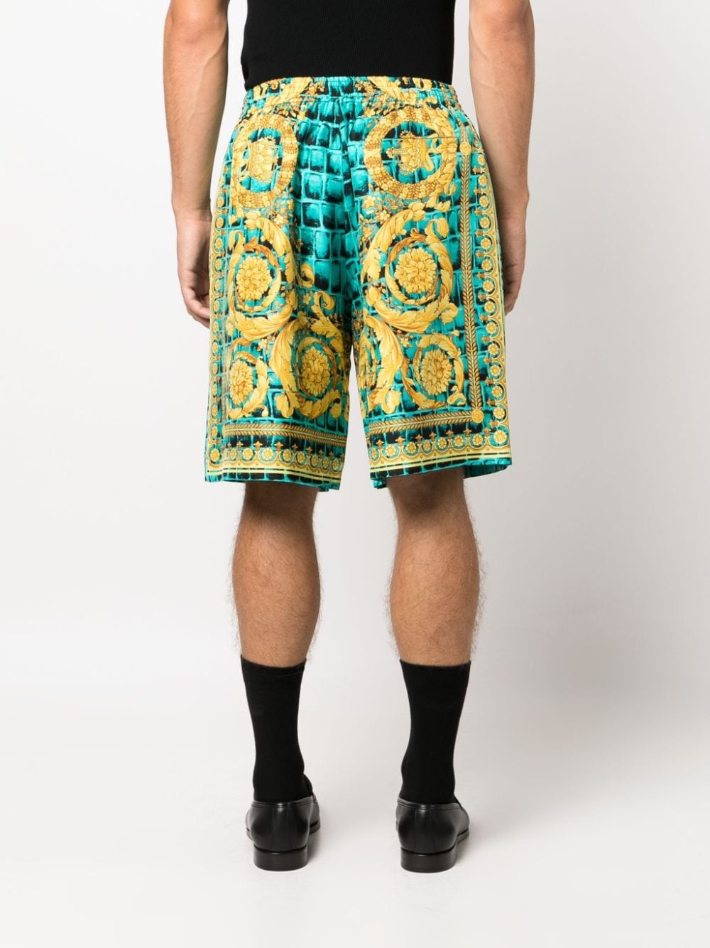 Baroccodile-print silk shorts - 4