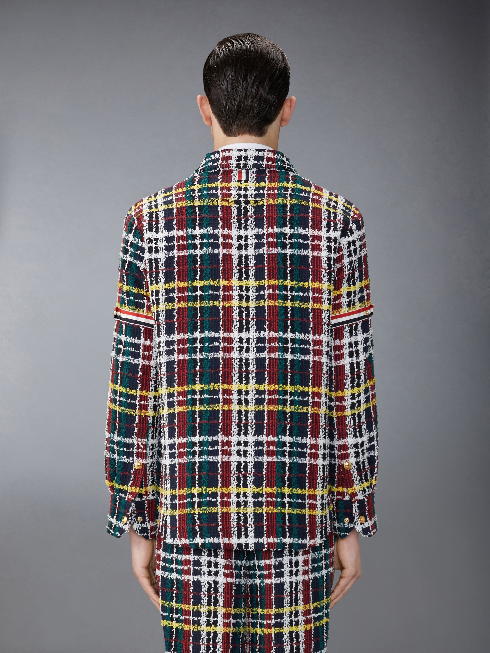 Hunting Tartan Eyelash Tweed Armband Shirt Jacket - 2