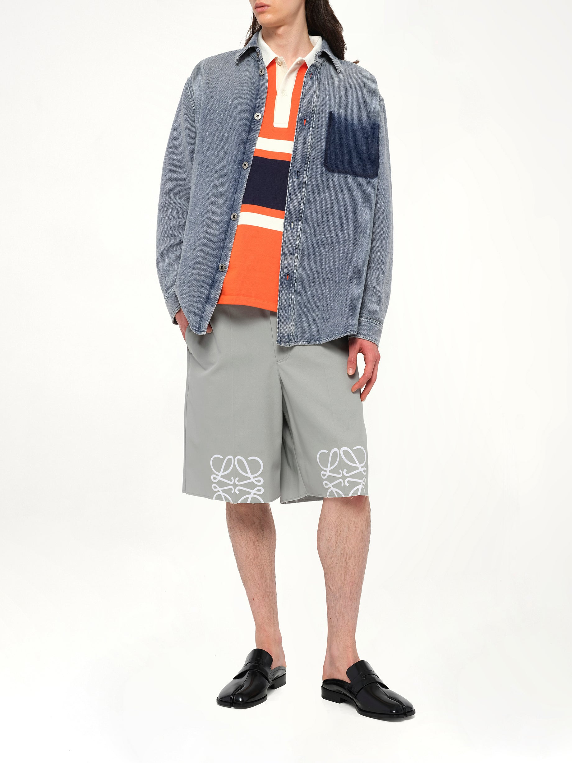 Washed Denim Shirt in Grey Blue - 4