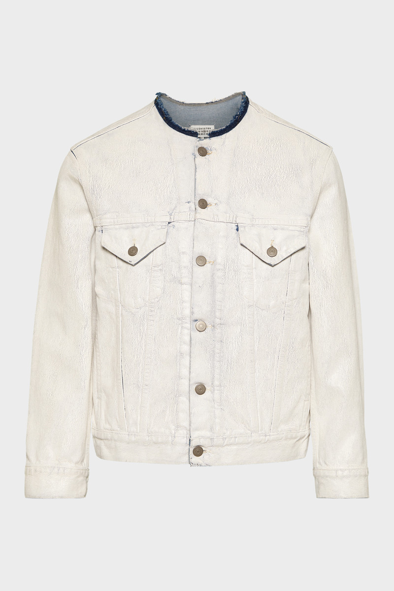 Cropped Frayed 코팅 데님 재킷 1