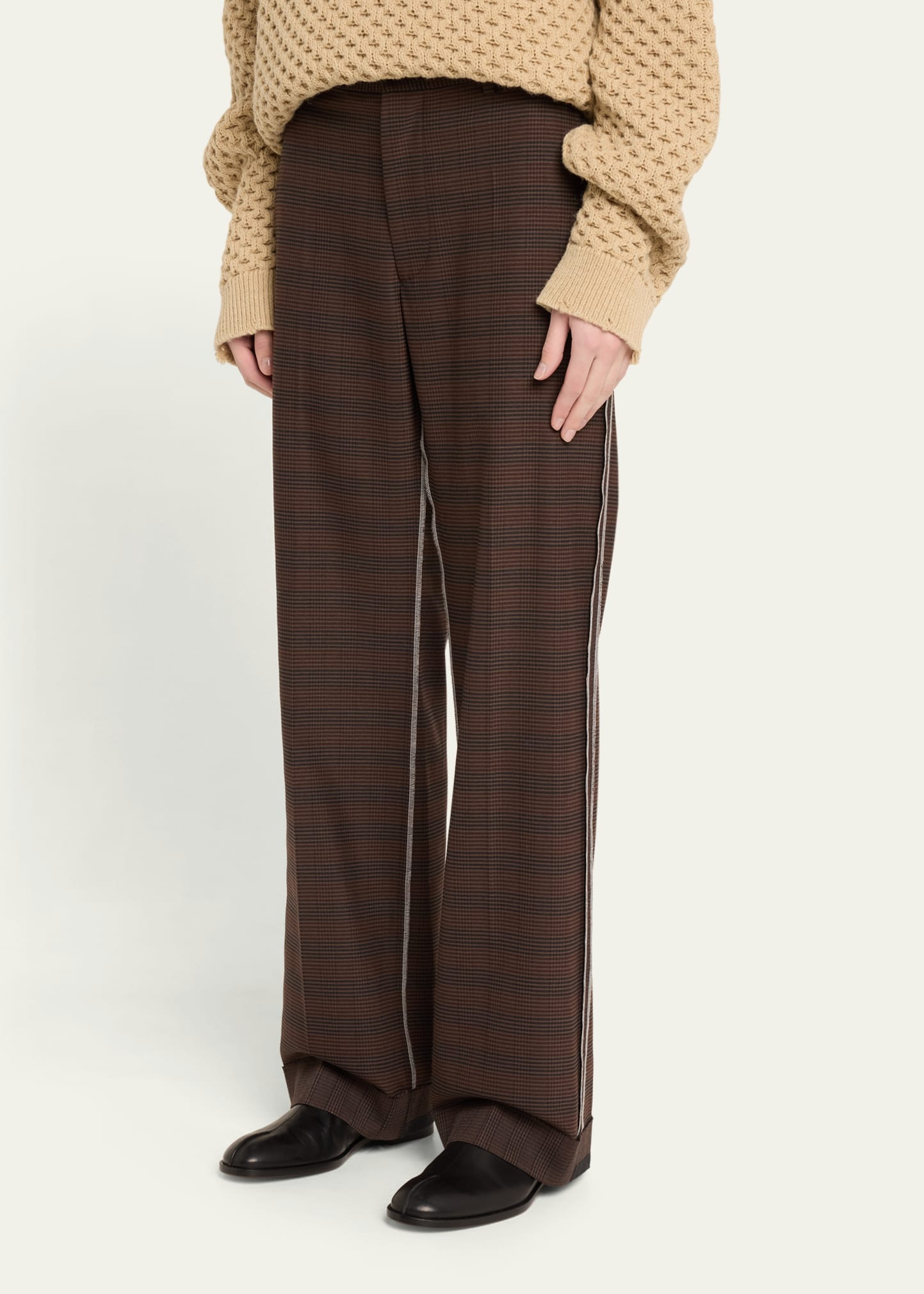 Cuffed Plaid Pants - 4