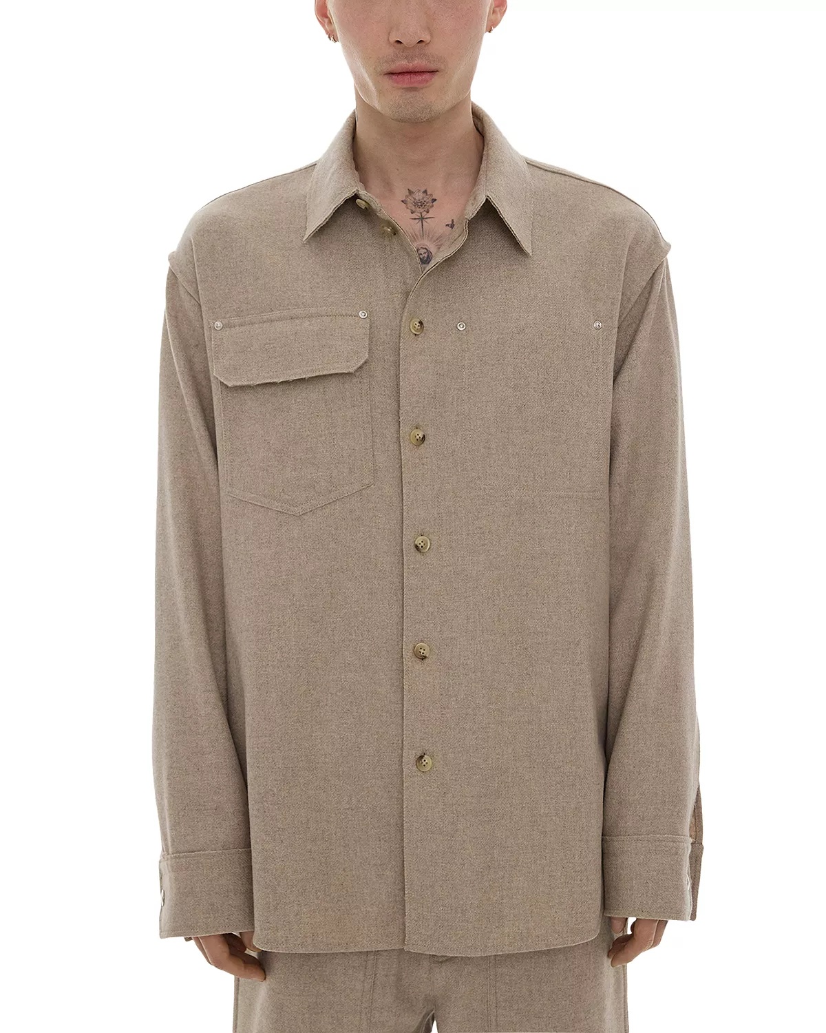 Button Front Long Sleeve Shirt - 1