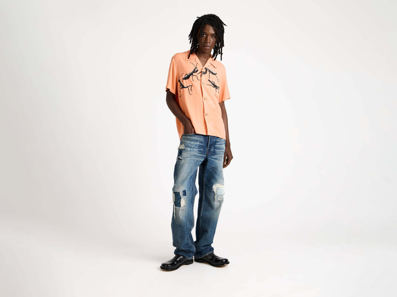 JW Anderson MENS SHORT SLEEVE CAMP COLLAR SHIRT IN PEACH outlook